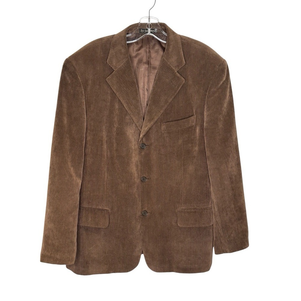 Byblos Corduroy Blazer Men Size 54 Brown Good Wide Wale Cotton Modal Italy
